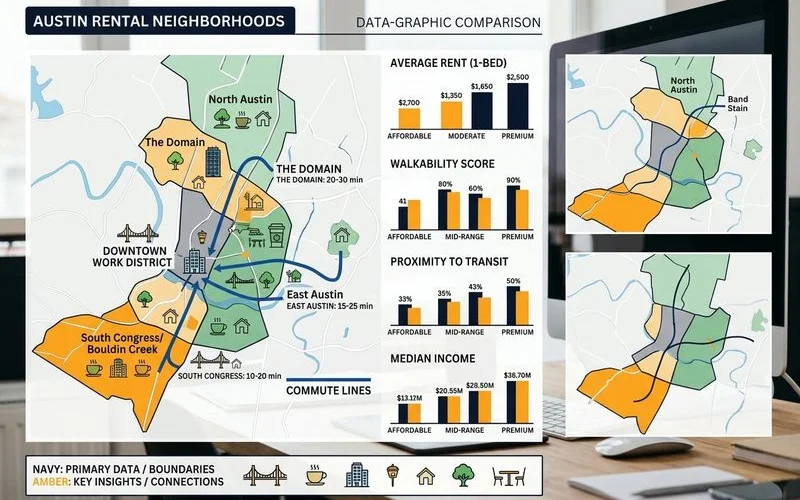 Map comparing Fort Worth rental neighborhoods by commute and rent