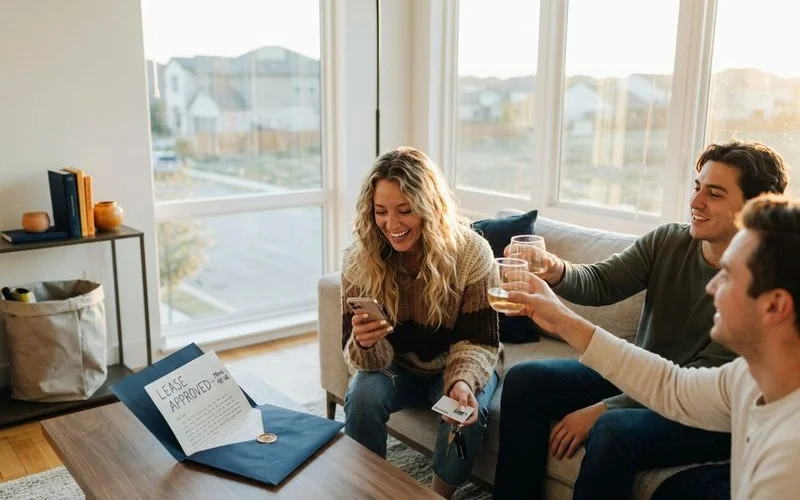 Renter celebrating an approved lease after 48 hours